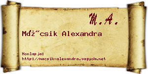 Mácsik Alexandra névjegykártya